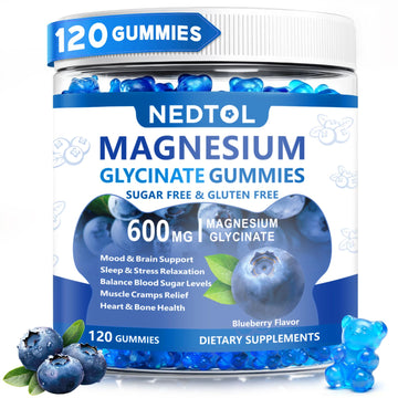 Nedtol Magnesium Glycinate Gummies 600mg, Sugar Free Magnesium Potassium Supplement for Adults with Magnesium L-Threonate, Vitamin D, B6,and CoQ10 for Sleep, Body Support and Relaxation,120 Count NedtolBuy Supplements Australia