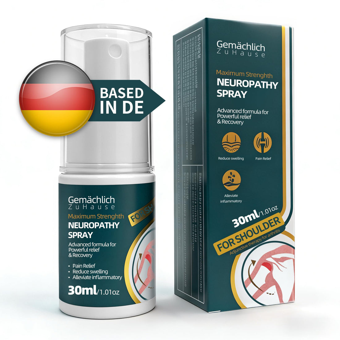NDC Listed Shoulder Pain Relief Arnica Spray - Maximum Strength Arnica for Rotator Cuff and Upper Back Stiffness - Warming Mist for Stiff Joints and Bruising Touch Free Application 30 mL Gemächlich Zu HauseBuy Supplements Australia