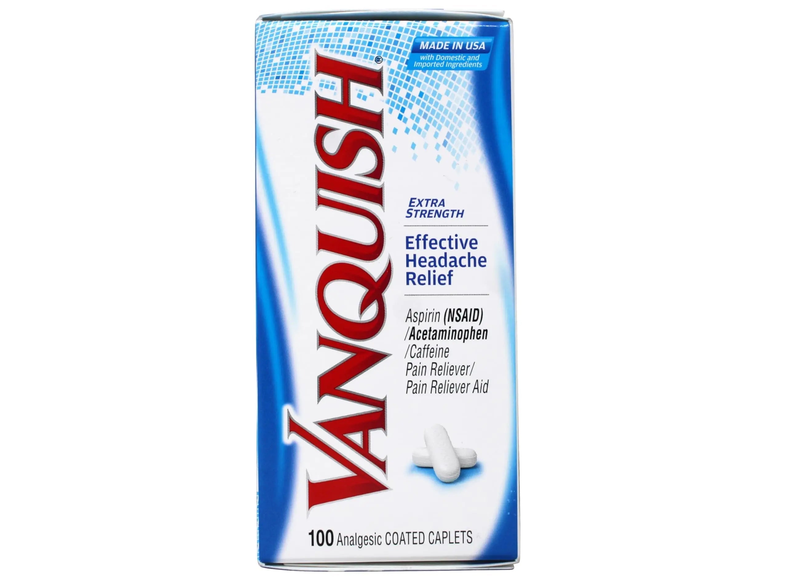 Vanquish Effective Headache Relief – Aspirin (NSAID), Acetaminophen, Caffeine, 100 Analgesic Coated Caplets - 3 Pack VanquishBuy Supplements Australia