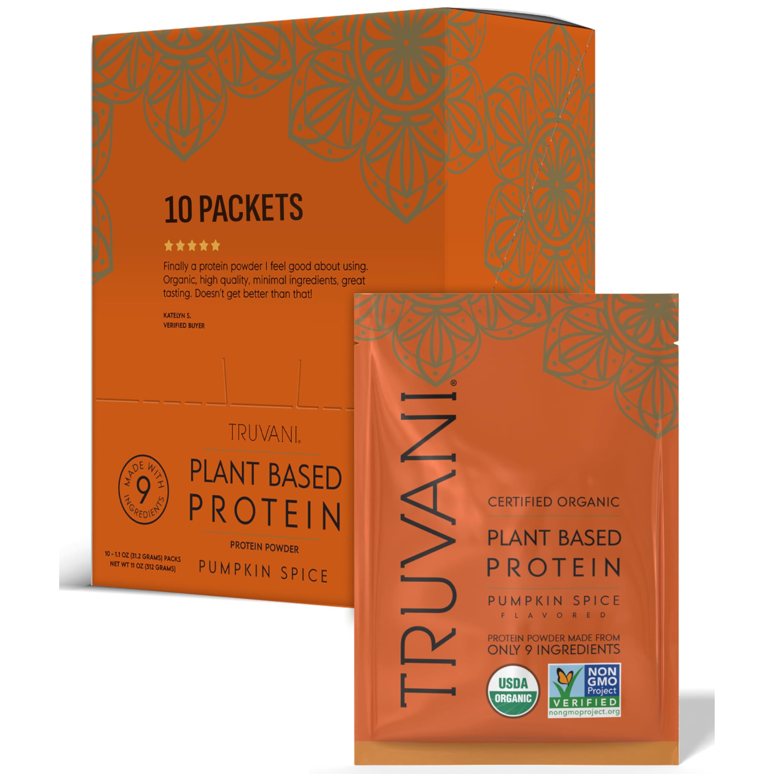 Truvani Organic Plant Based Protein Powder | Strawberry | 10 Servings | Vegan | 20g Pea Protein | Single Serving Travel Packets | Keto | Gluten & Dairy Free | Low Carb