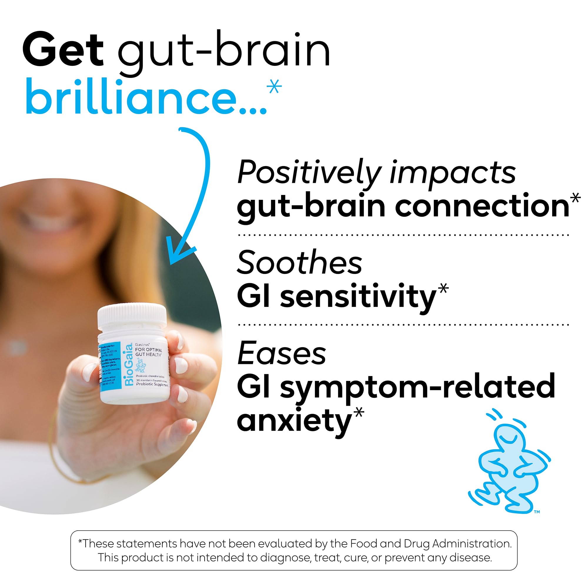 BioGaia Gastrus L reuteri Probiotic | 35 Years of Clinical Gut Research | L reuteri 6475 + 17938 Probiotics | Ease Gut Discomfort, Gas & Bloating | Promotes a Healthy Gut & Microbiome | 30 Chewables