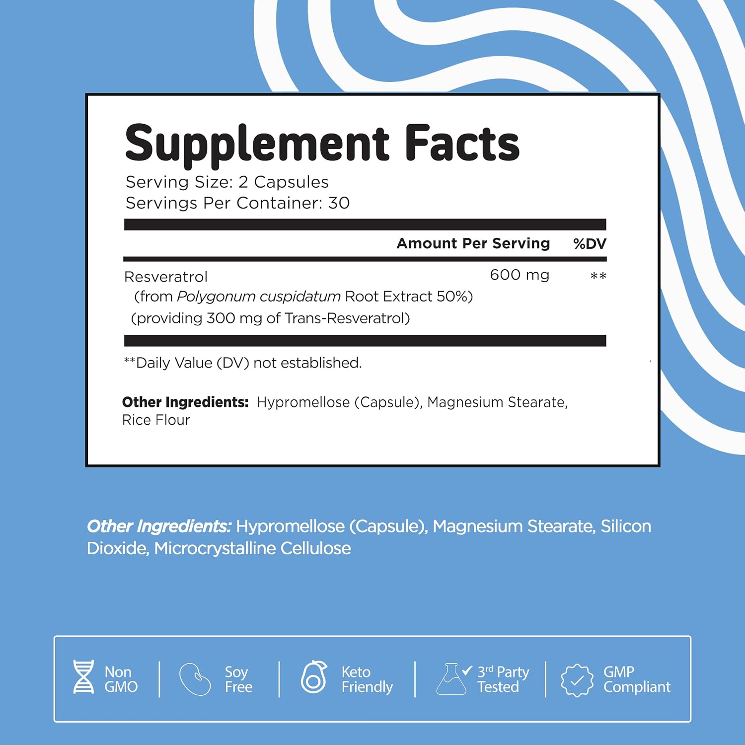 Vital Vitamins Resveratrol, 600mg with 300mg Trans-Resveratrol | Antioxidant Support for Cellular Longevity & Cognitive Function, Non-GMO, 60 Capsules