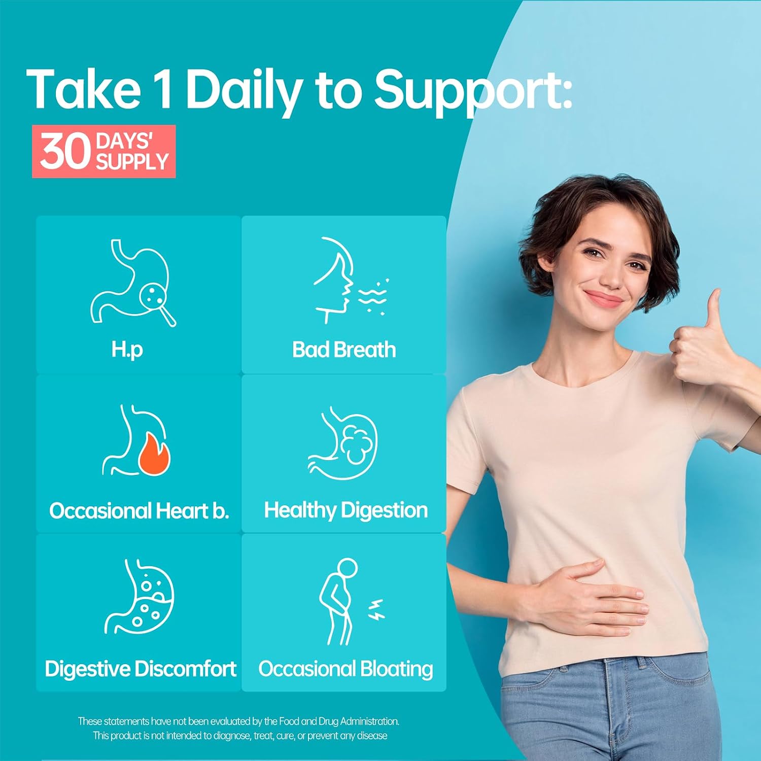 5-in-1 High Potency H. Pylori Probiotic, 1 Per Day - Supports Gastric Lining Integrity, Occasional Indigestion, Acid Comfort - Pylopass Lactobacillus Reuteri, Gluten Free, Vegan, 30ct, Made in Germany