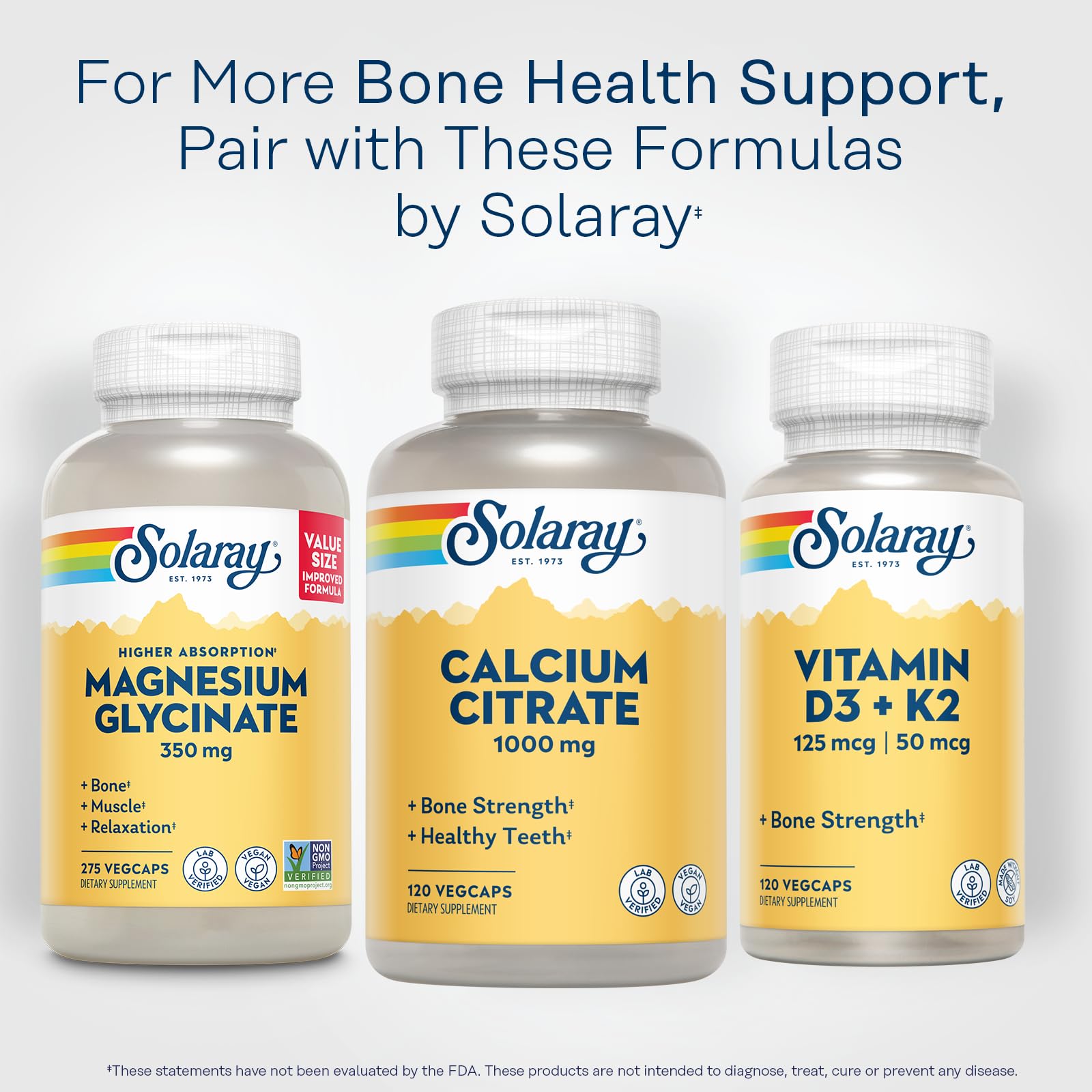 Solaray Calcium Citrate 1000mg - Chelated Calcium Supplement - Supports Bone Strength and Healthy Teeth - Easy to Digest - Vegan - 68 Servings, 275 VegCaps