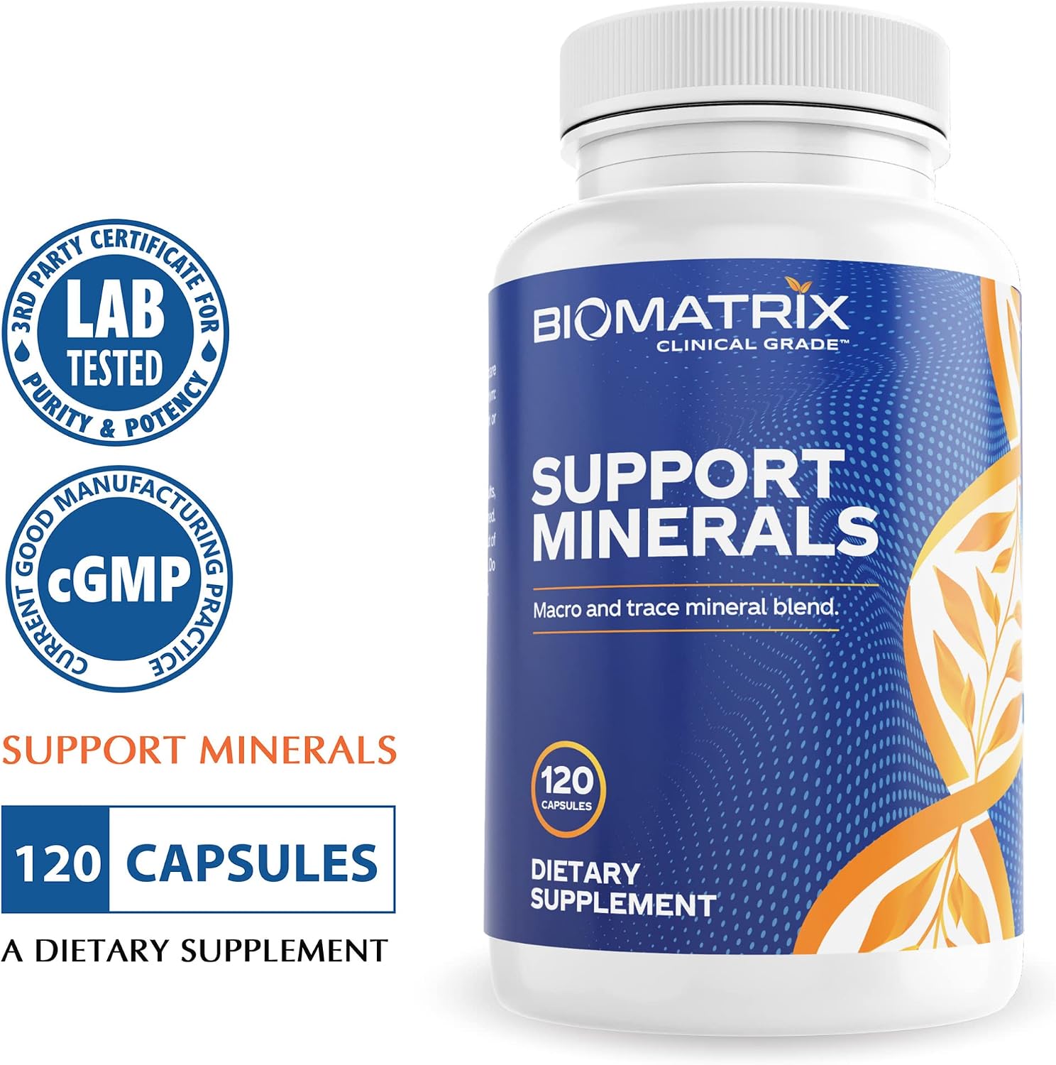BioMatrix Chelated Mineral Supplement, Iron-Free, Calcium, Magnesium, Zinc | Albion Forms, Vitamin D3, Copper & Iodine, Bone Strength & Immune Aid, Krebs Cycle Energy, Veggie Caps, 30-Day Supply