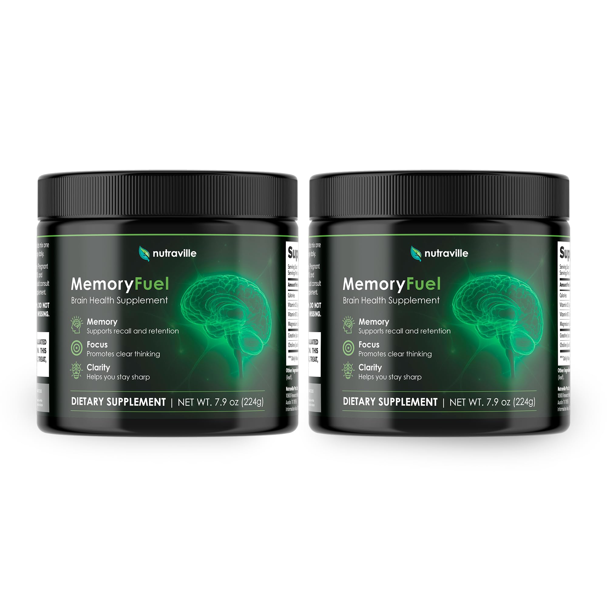 Memory Fuel Creatine Monohydrate Powder for Brain Energy & Focus | 5,000mg Micronized Creatine with L-Theanine, Choline & Magnesium, Cognitive Support for Adults, No Crash, 1 Scoop Daily
