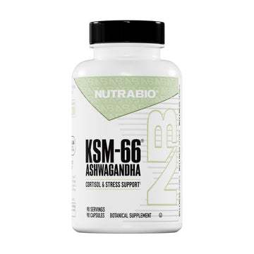 NutraBio Ashwagandha KSM-66 | Ashwagandha Herbal Supplement for Stress, Mood, & Performance | 600 MG of Clinically Studied KSM66 60 Capsules