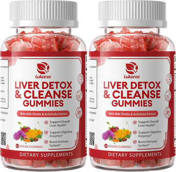 2 Pack Lukaree Liver Cleanse Detox & Repair Gummies w/Artichok & Dandelion | Sugar-Free Milk Thistle Supplement for Digestion & Immunity - Herbal Liver Health Supplement for Men & Women- Vegan, 60 Count
