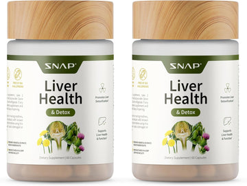 Snap Supplements Milk Thistle Silymarin Liver Support & Detox, 60 Ct 2-Pack | 80% Silymarin Milk Thistle with Turmeric, Dandelion, Artichoke & CoQ10, Vegetarian Liver Health Supplement, Vegan, Non-GMO