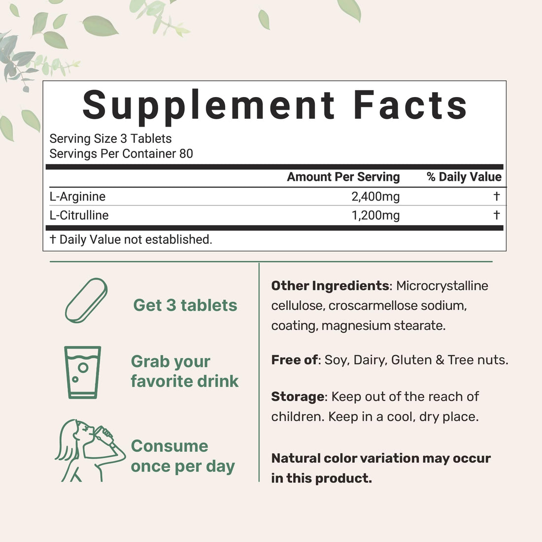 Nitric Oxide Supplements for Men & Women 3,600mg, 240 Bisected Tablets | 80 Servings | Max Strength Nitric Oxide Booster with L-Arginine & L-Citrulline