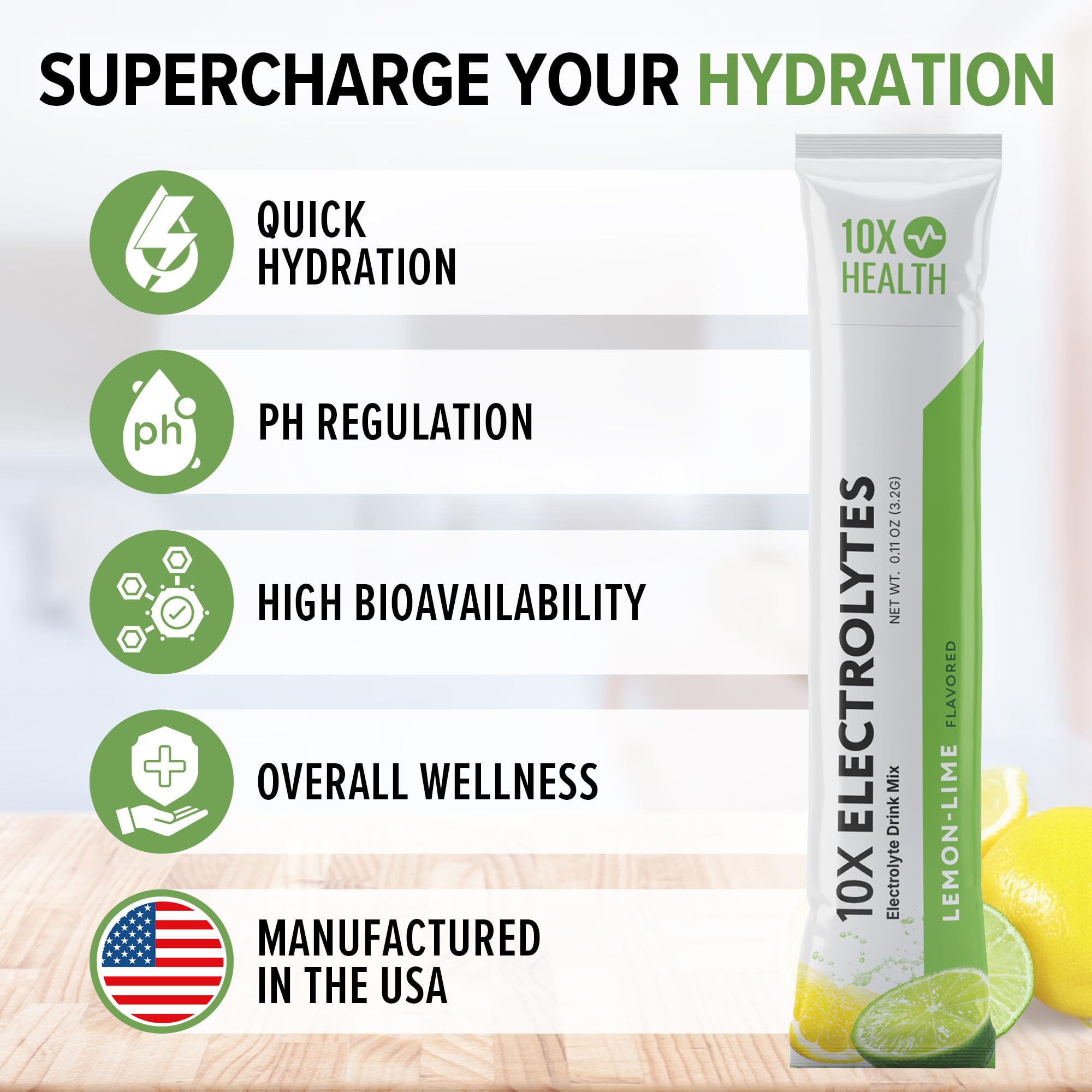 10X Health Electrolyte Drink Mix - Wave Crusher, 15 Sticks | Hydration Packets: Sodium, Magnesium & Potassium Citrate, Wave Crusher, 15 Sticks