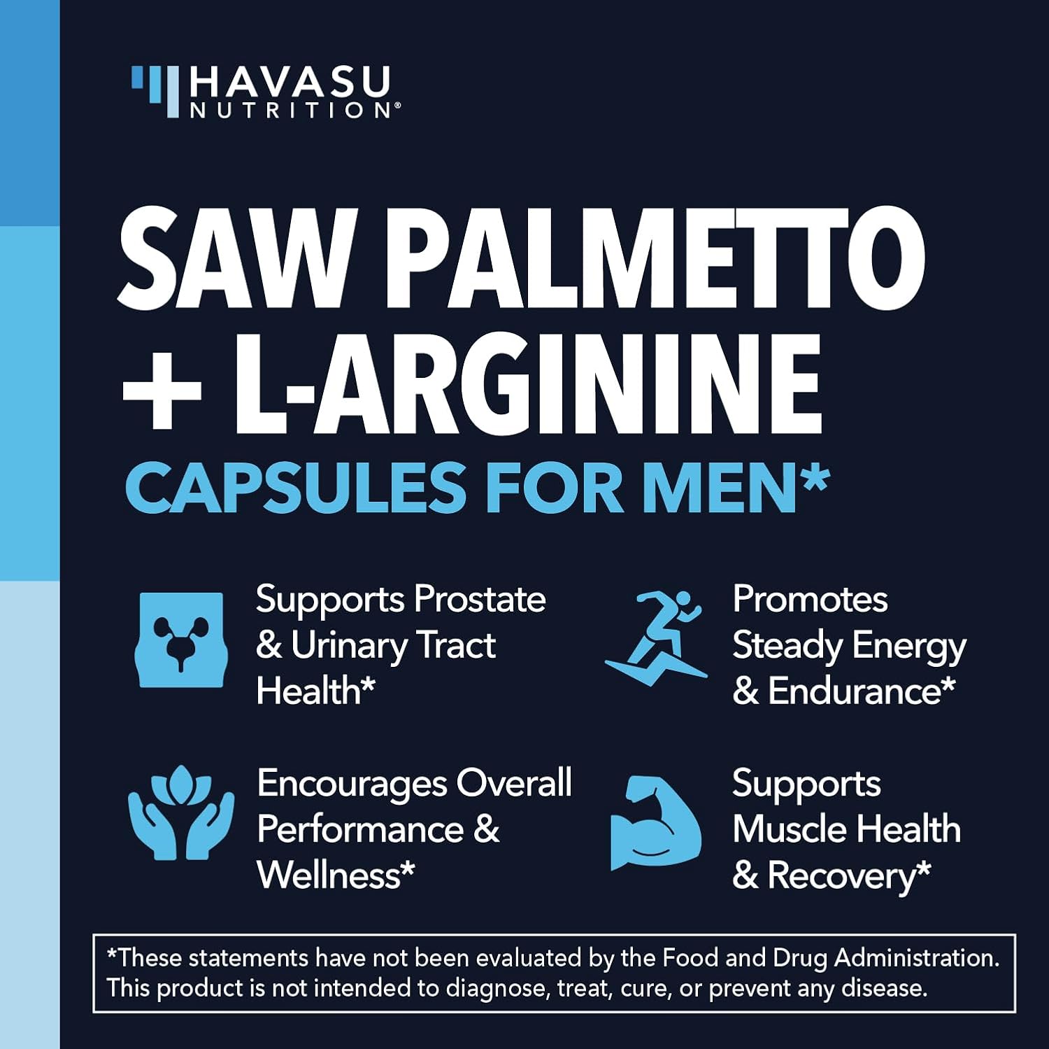 Saw Palmetto and L-Arginine for Men Capsules for Men's Health, 30 Servings | Vegan, Non-GMO Prostate Health Supplements for Men and Nitric Oxide Support, Urinary Tract Function and Endurance Support