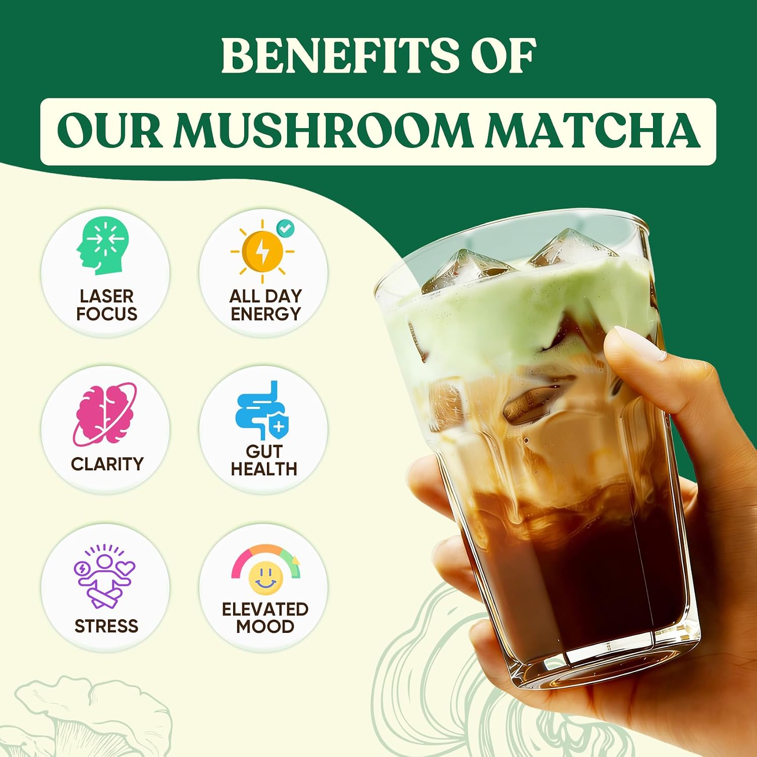 Venture Pal Mushroom Matcha Powder – 13 Superfood Mushroom Coffee Alternative with Ceremonial Grade Matcha Powder, 1.5B Probiotics for Focus, Energy & Digestion