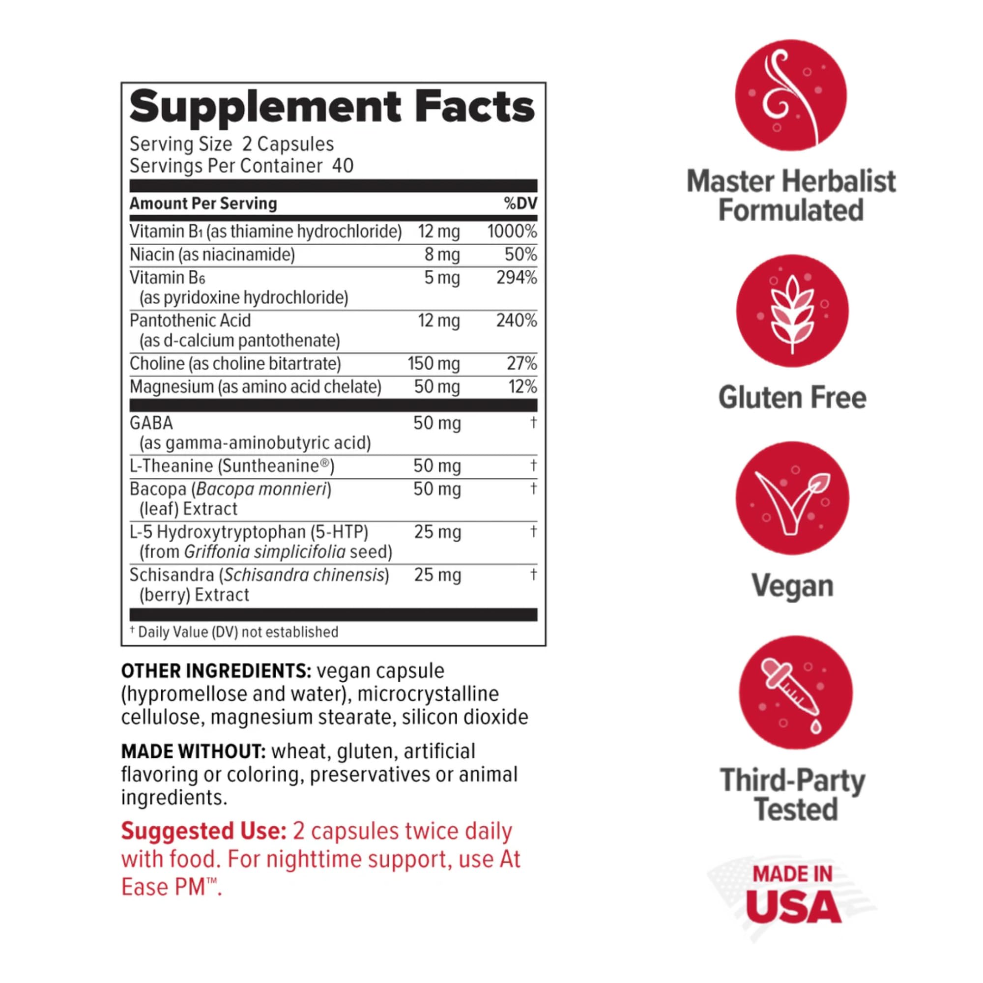 Redd Remedies, At Ease, Supports Relaxation and Stress Resistance, 80 Vegan Capsules