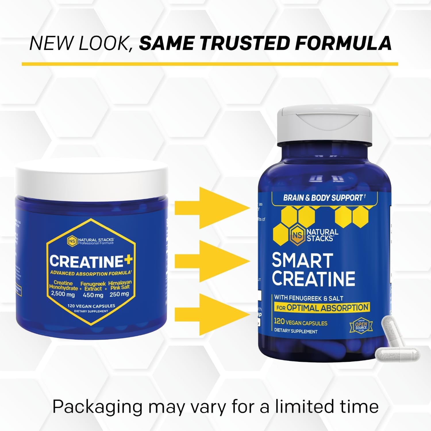 Creatine Monohydrate 2500mg Capsules, Advanced Absorption, 120 Count | With 450mg fenugreek extract and 250mg Himalayan pink salt. Supports muscle building, endurance, and brain health.