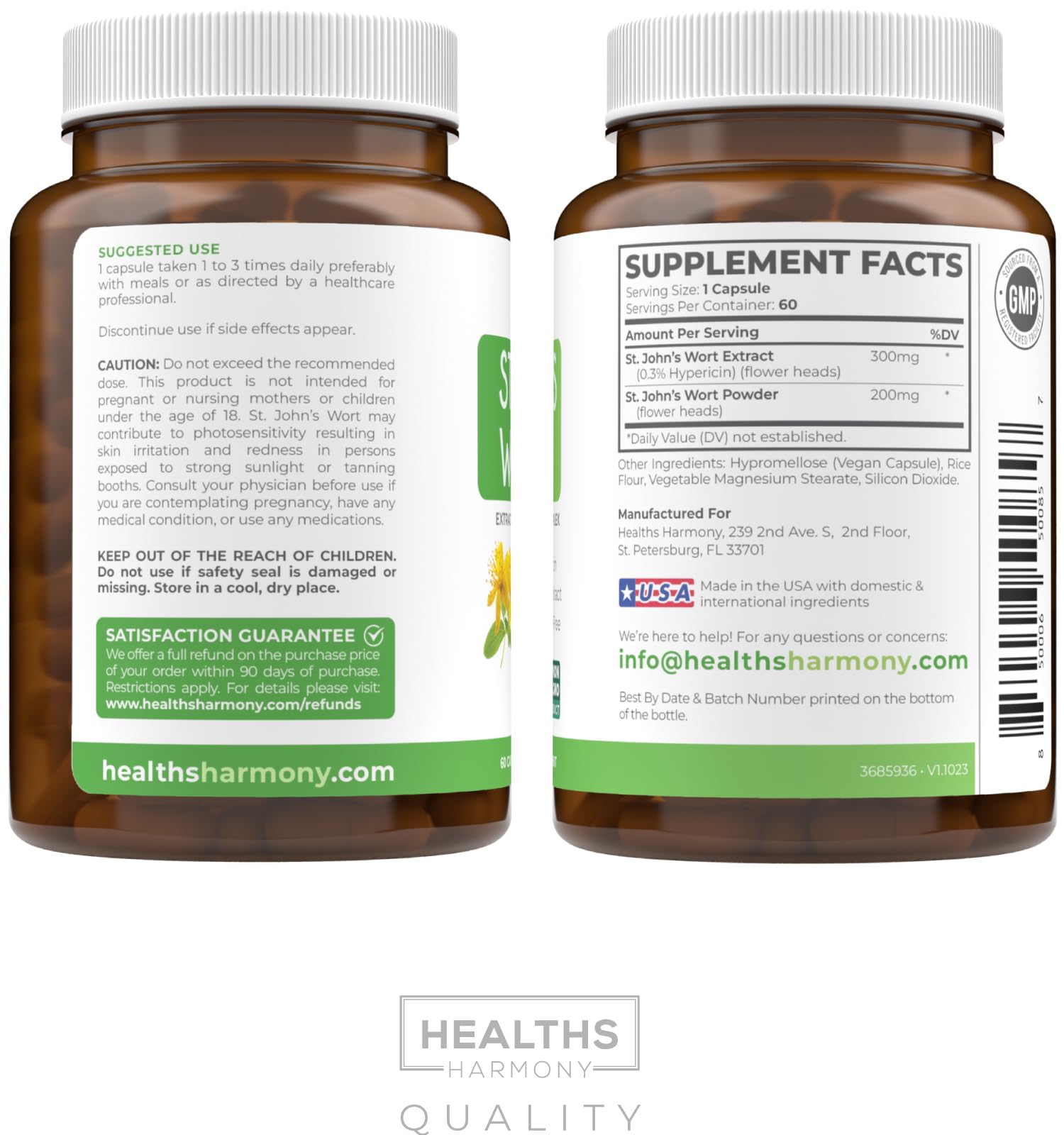 St John's Wort Capsules - Powerful & Potent Saint John's Wort Extract & Whole Herb Complex Standardized to 900mcg Hypericin for Balancing Daily Mood Support - Vegan Non-GMO & Lab Verified (120 Caps)