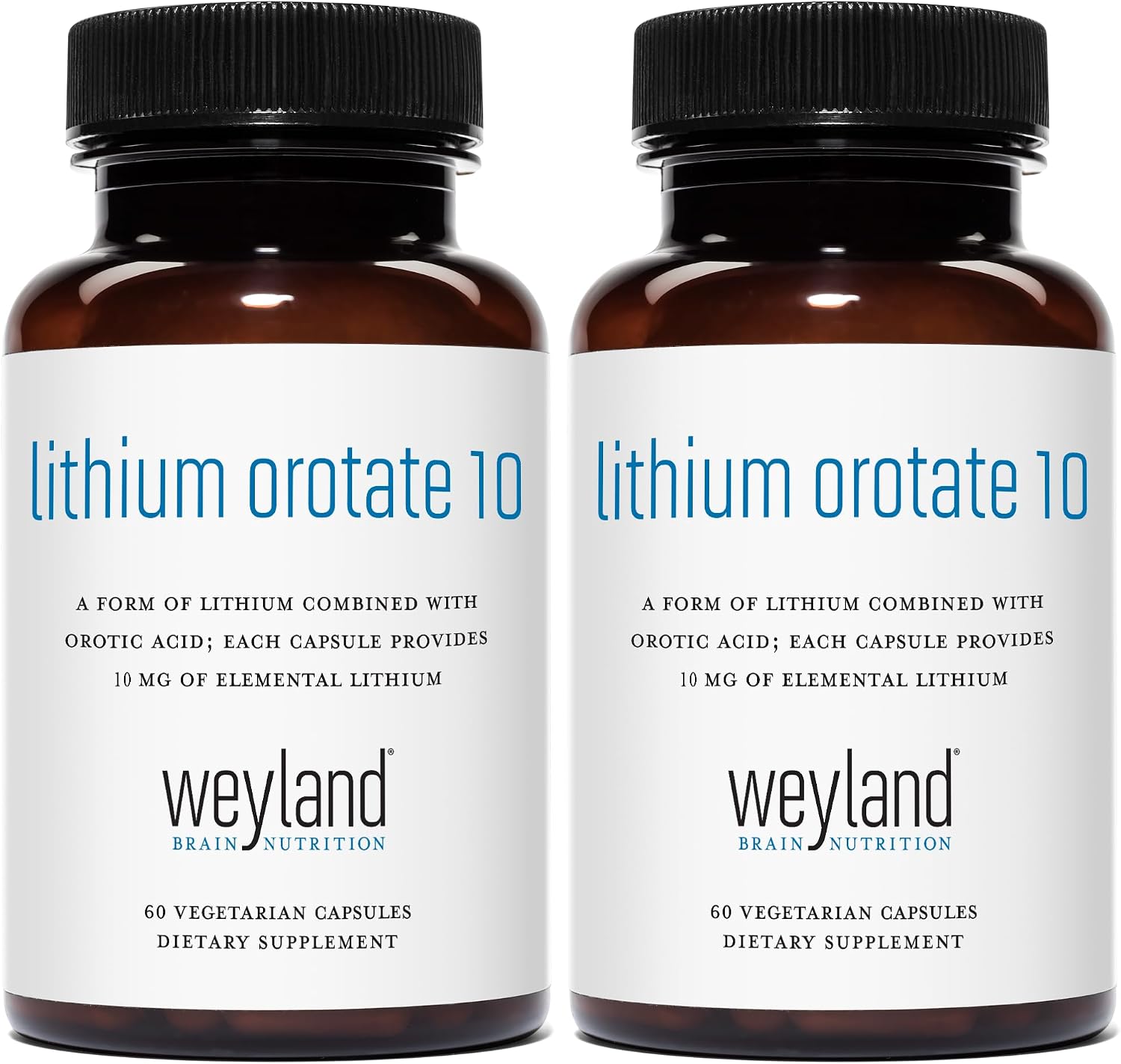 Lithium Orotate - 10mg of Elemental Lithium, 60 Vegetarian Capsules (Pack of 2)