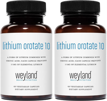 Lithium Orotate - 10mg of Elemental Lithium, 60 Vegetarian Capsules (Pack of 2)