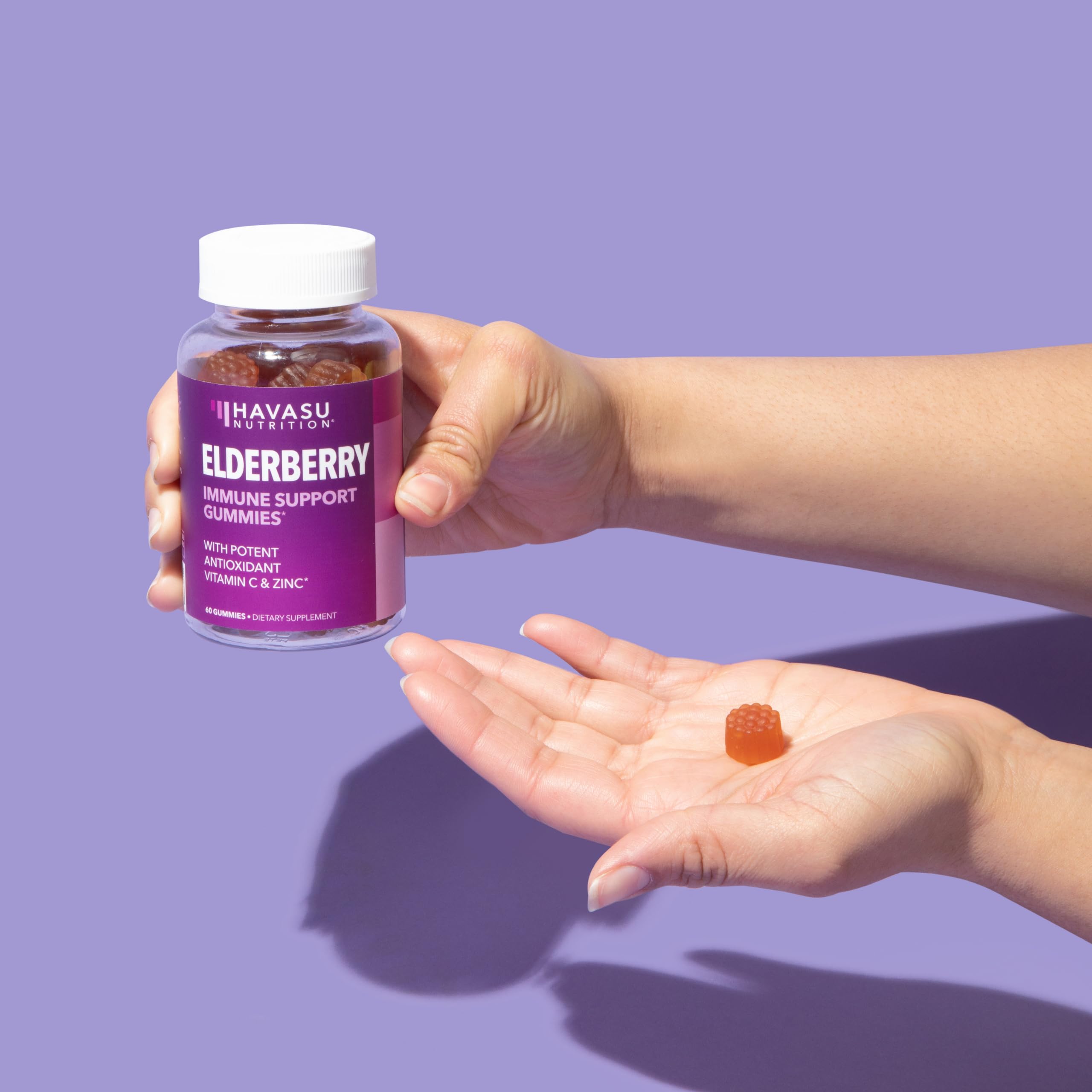 Sambucus Elderberry Gummies with Vitamin C & Zinc, Berry, 30 Servings | Vegan, Non-GMO, Gluten Free Elderberry Gummies, 100mg Extract Per Serving for Immune Support and Wellness Defense, 60 Count