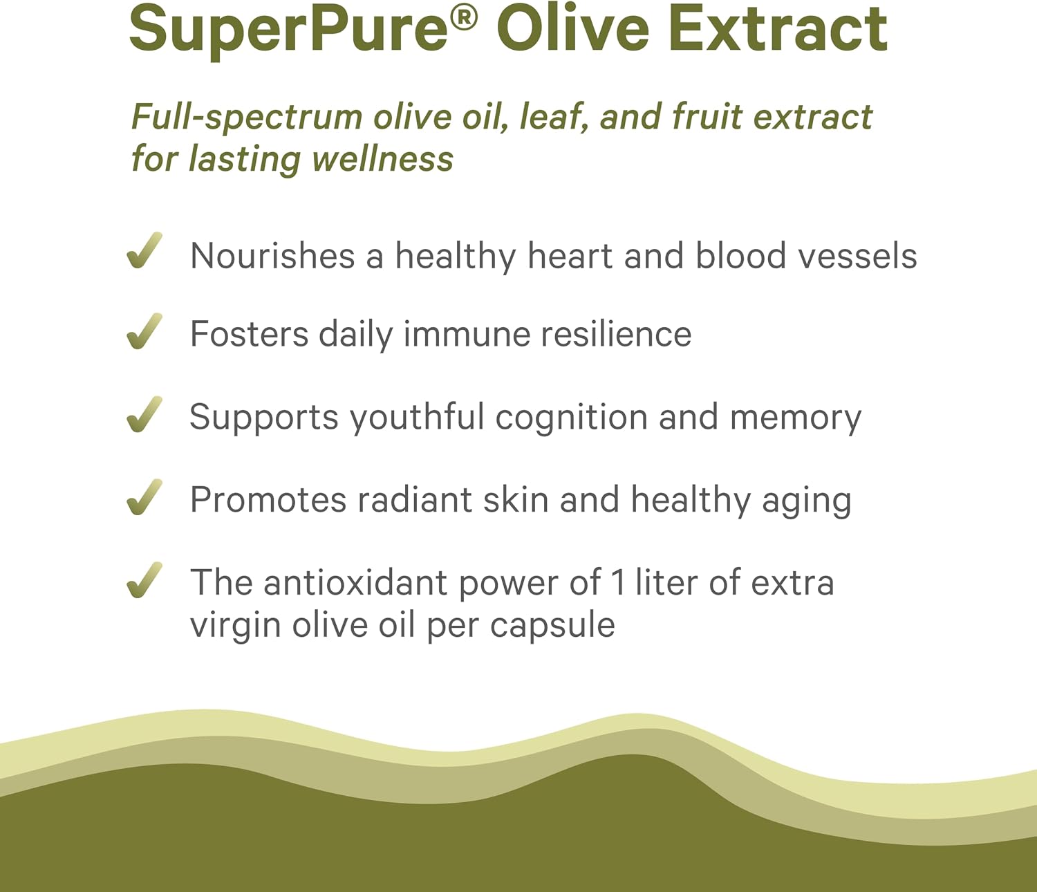 PURE SYNERGY SuperPure Olive Extract | Organic Olive Leaf, Oil, and Fruit Supplement with Polyphenols | for Heart, Brain, and Immune Health (60 Capsules)