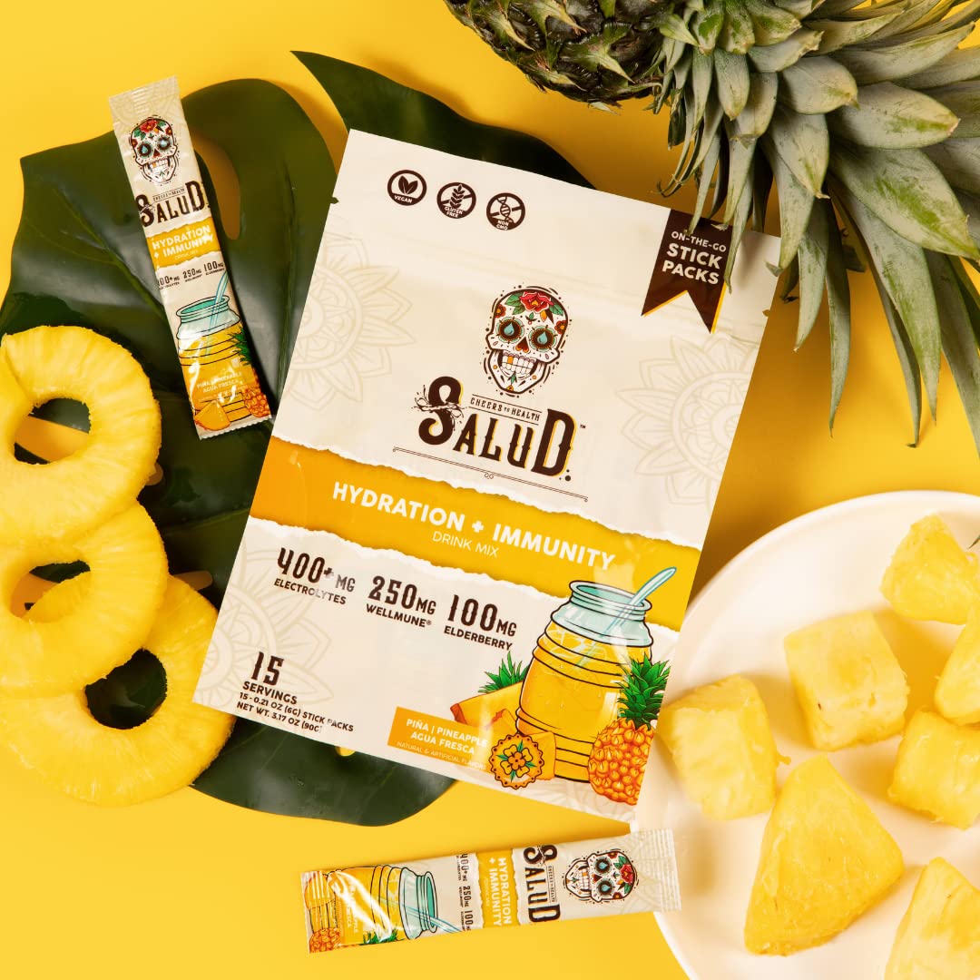 Salud 2-in-1 Hydration + Immunity Drink Mix, Cucumber Lime | Electrolytes Powder, Agua Fresca, Elderberry, Dairy & Soy Free, Non-GMO, Gluten Free, Vegan, 1g Sugar (15 Servings)
