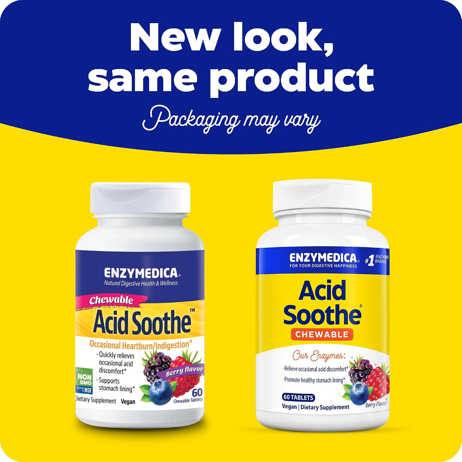 Enzymedica Acid Soothe Chewable Supplement for Women & Men - 60 Tablets