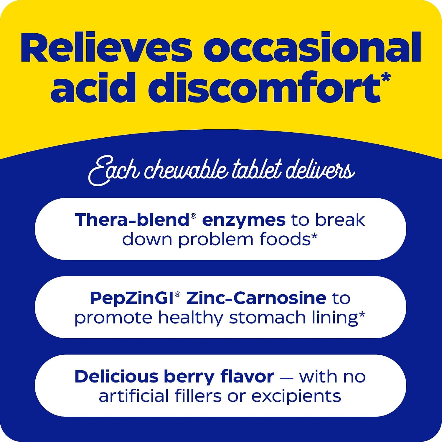 Enzymedica Acid Soothe Chewable Supplement for Women & Men - 60 Tablets