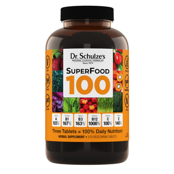 Dr. Schulze's SuperFood 100 - Everyday Superfood Supplement to Support Overall Wellness - Mutivitamin Support for Cellular Nutrition & Energy - Clean Ingredients - Gluten-Free & Dairy-Free - 270 Count Dr. Schulze'sBuy Supplements Australia