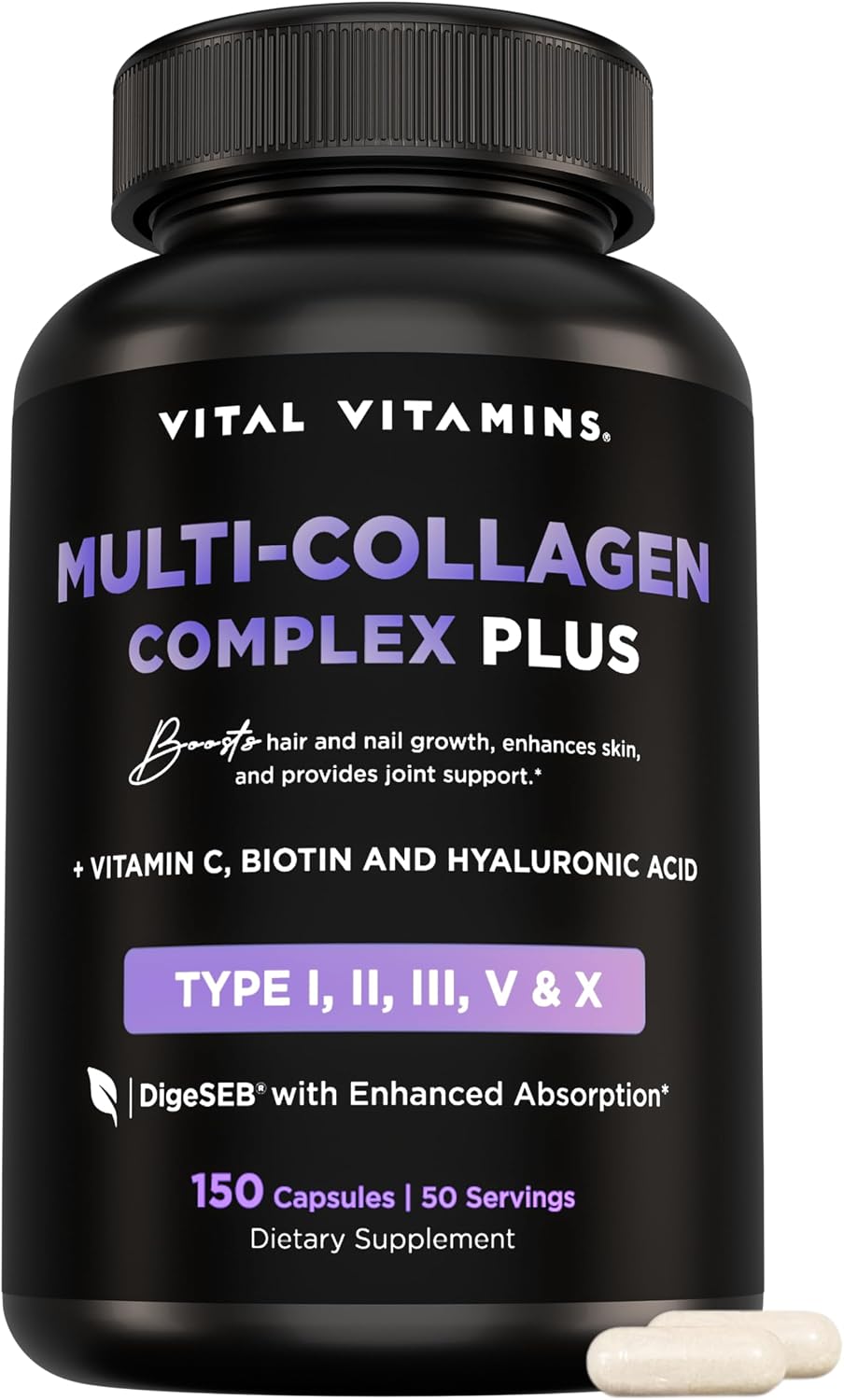 Vital Vitamins Multi-Collagen Plus 150 ct + Hyaluronic Acid Capsules 60 ct