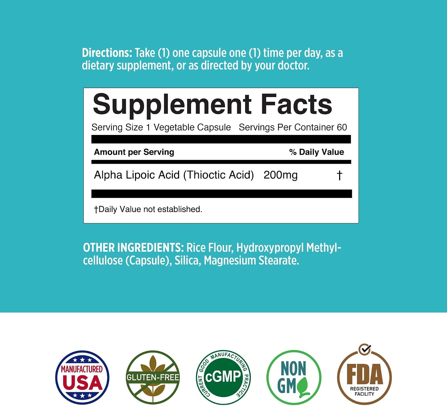 Basic Brands Nerves Alpha Lipoic Acid, 200 mg 1 Pack | Antioxidant, Immune Support, Eye Health Support, Heart Health Support, Nerve Health