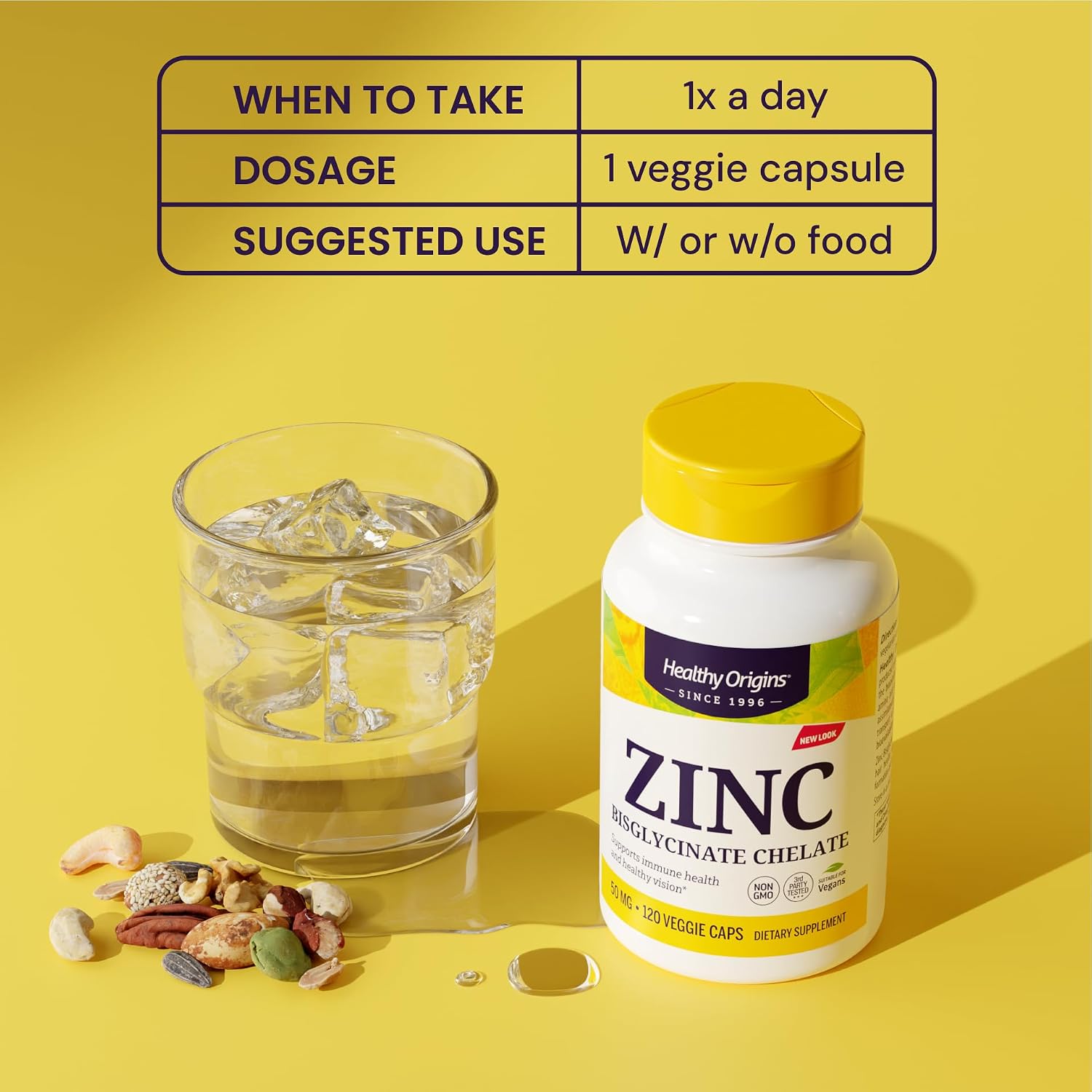 Healthy Origins Zinc Bisglycinate Chelate 50 mg, 120 Veggie Caps