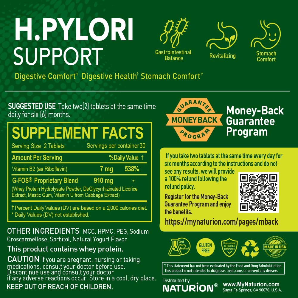 Naturion H. Pylori Support supplement bottle on a white background