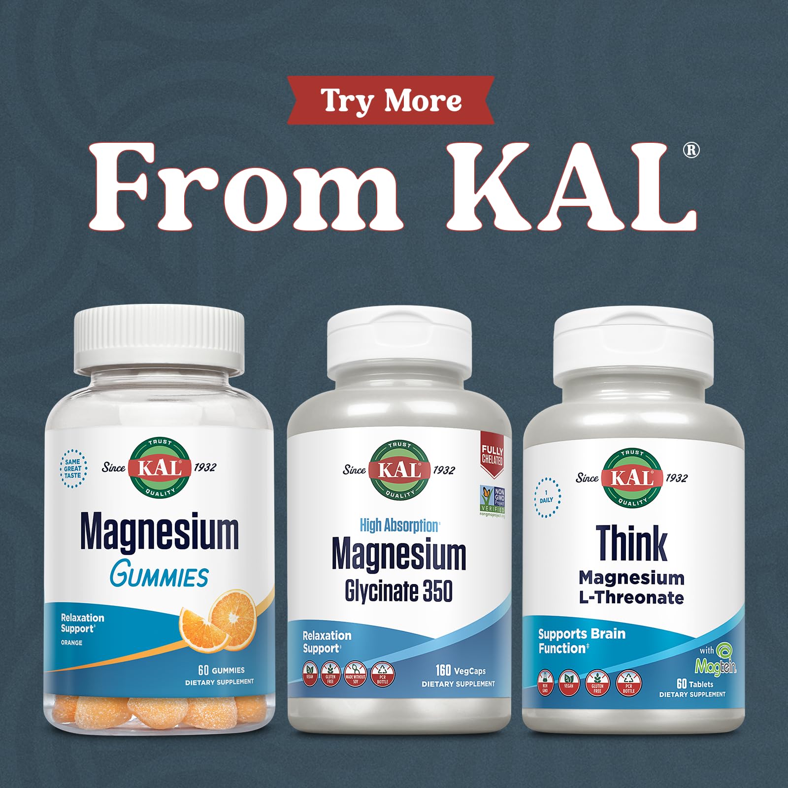 KAL Magnesium Glycinate, New & Improved Fully Chelated High Absorption Formula with BioPerine, Bisglycinate Chelate for Stress, Relaxation, Muscle & Bone Health Support, 60 Servings, 240 VegCaps