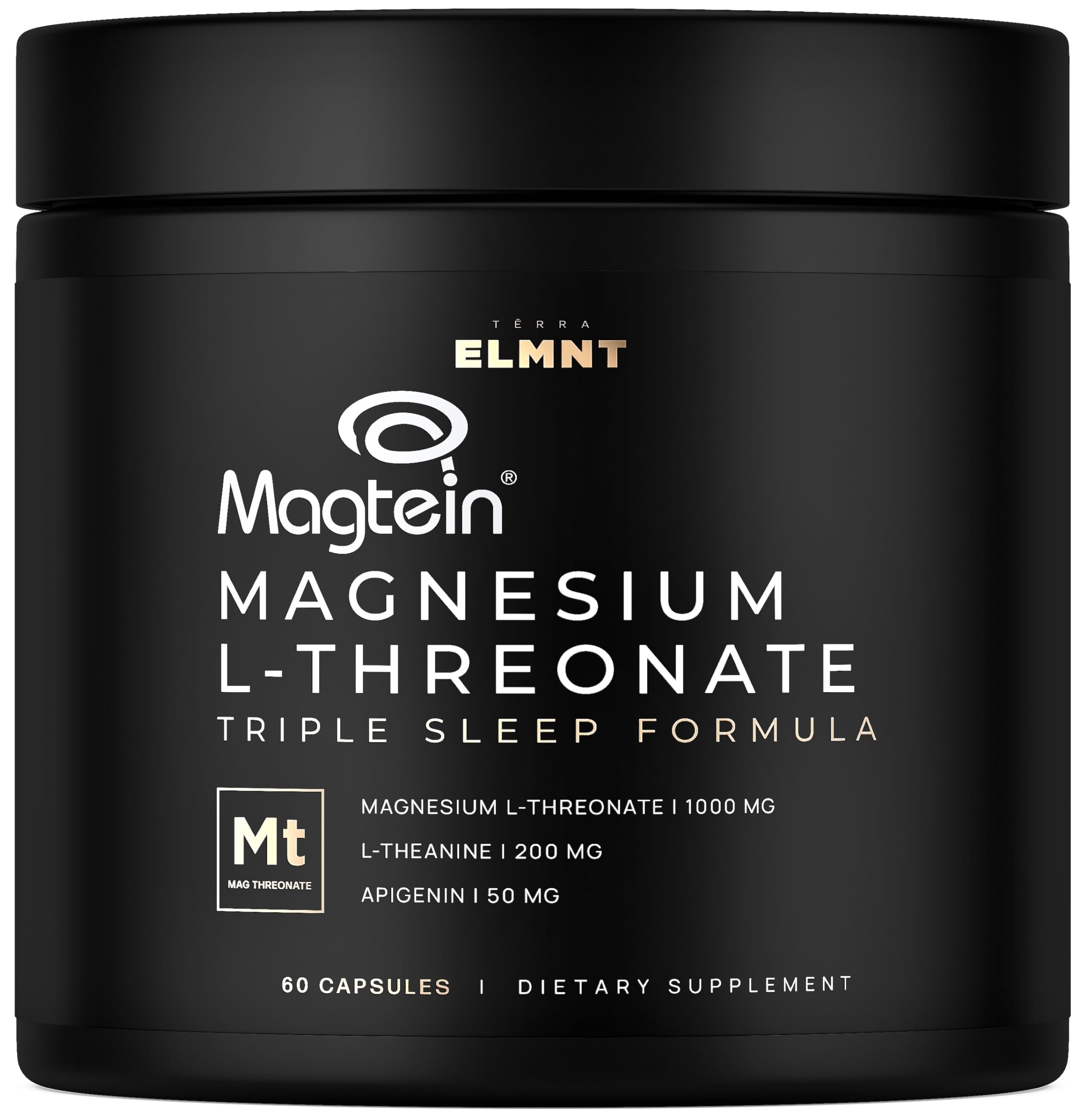 Triple Sleep Magnesium L-Threonate w. Apigenin, Theanine & Magtein Magnesium L Threonate - High Absorption Magnesium Supplement Capsules for Men and Women Magnesium Powder Pills TERRA ELMNT buy supplements Au
