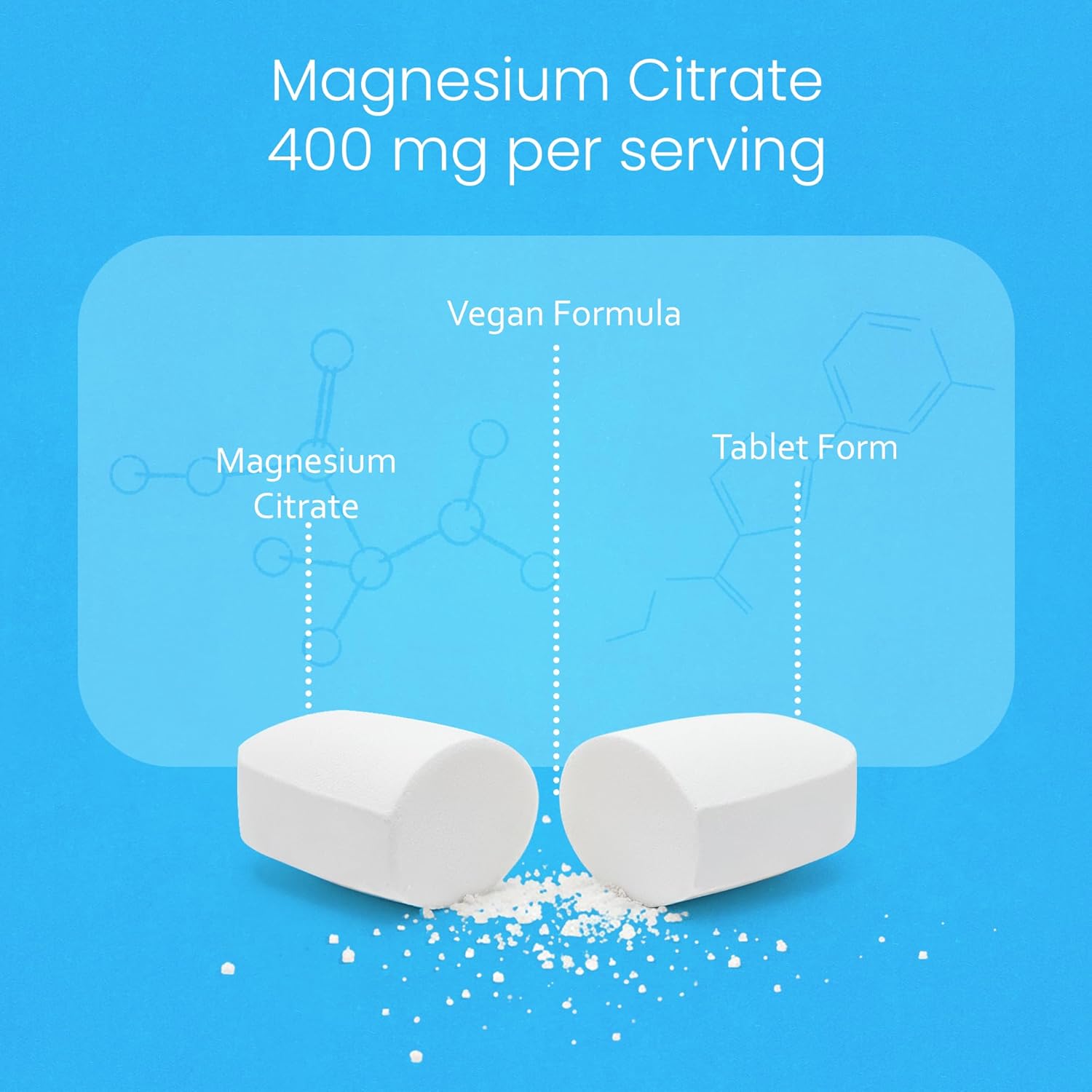 NaturaLife Labs Magnesium Citrate 400 mg per Serving – 120 Tablets, Vegan, Non-GMO