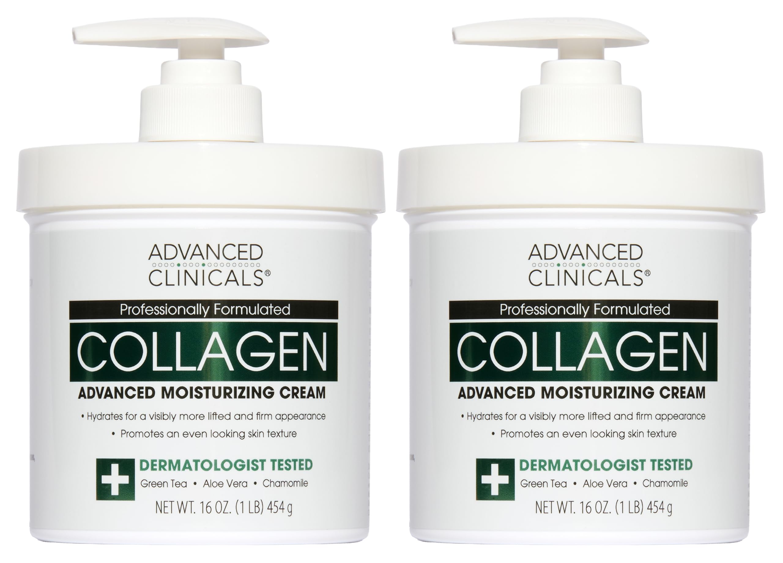 Advanced Clinicals Collagen Cream Body Lotion & Face Moisturizer W/Vitamin E | Skincare Moisturizing Collagen Lotion For Women, Men, Hand, & Neck Improves Look Of Crepey Skin & Uneven Dry Skin, 2pc