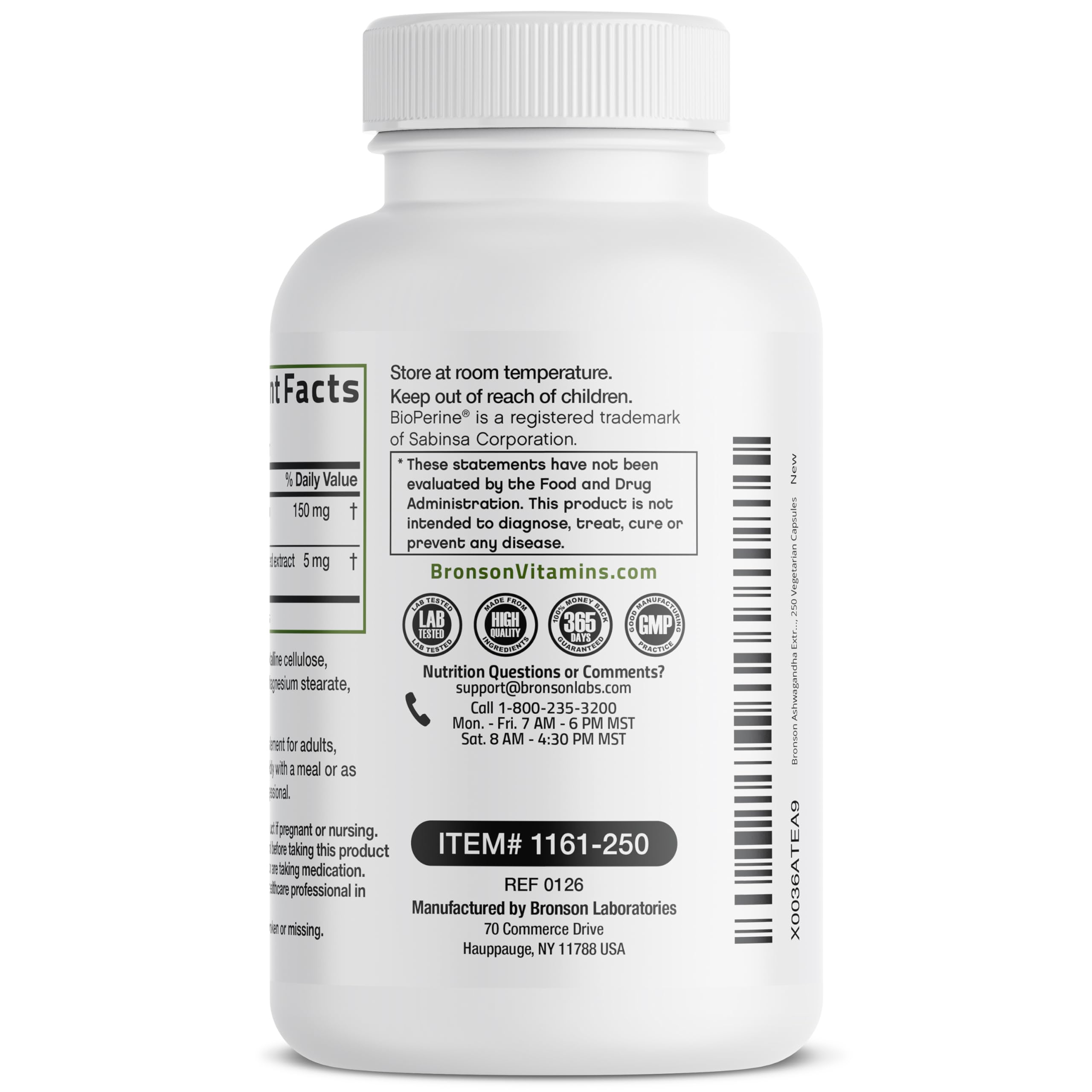 Bronson Ashwagandha Extra Strength Stress & Mood Support with BioPerine - Non GMO Formula, 120 Vegetarian Capsules