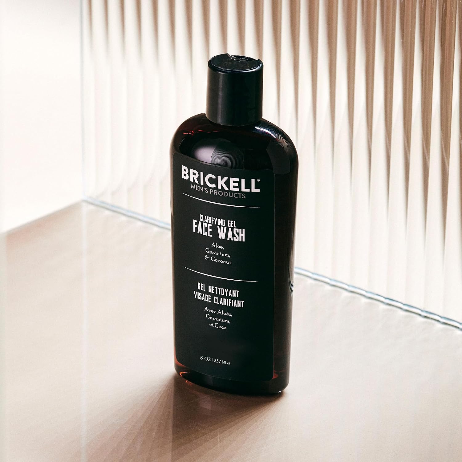 Brickell Men's Clarifying Gel Face Wash for Men, Rich Foaming Daily Facial Cleanser Formulated With Aloe, Geranium and Coconut, 8 Ounce, Scented