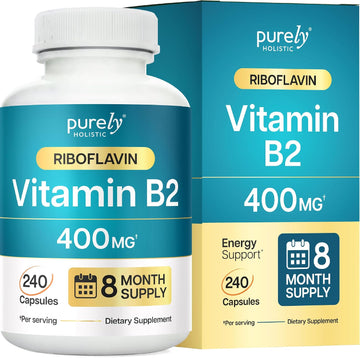 Vitamin B2 Riboflavin 400mg, 8 Month Supply Energy & Nervous System Support | One-a-Day Formula, B2 Vitamins for Energy Production Nutrient Conversion and Cellular Health Support, Vegan, 240 Capsules