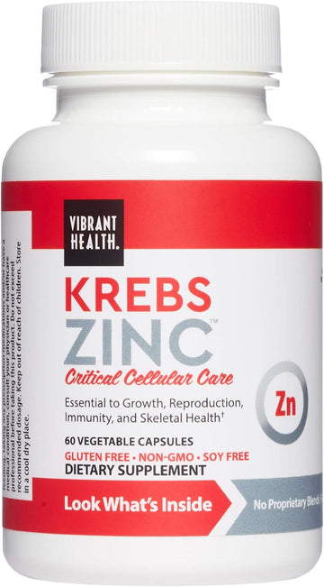 Vibrant Health, Krebs Zinc, Immune, Bone and Cellular Health Formula, 60 Capsules
