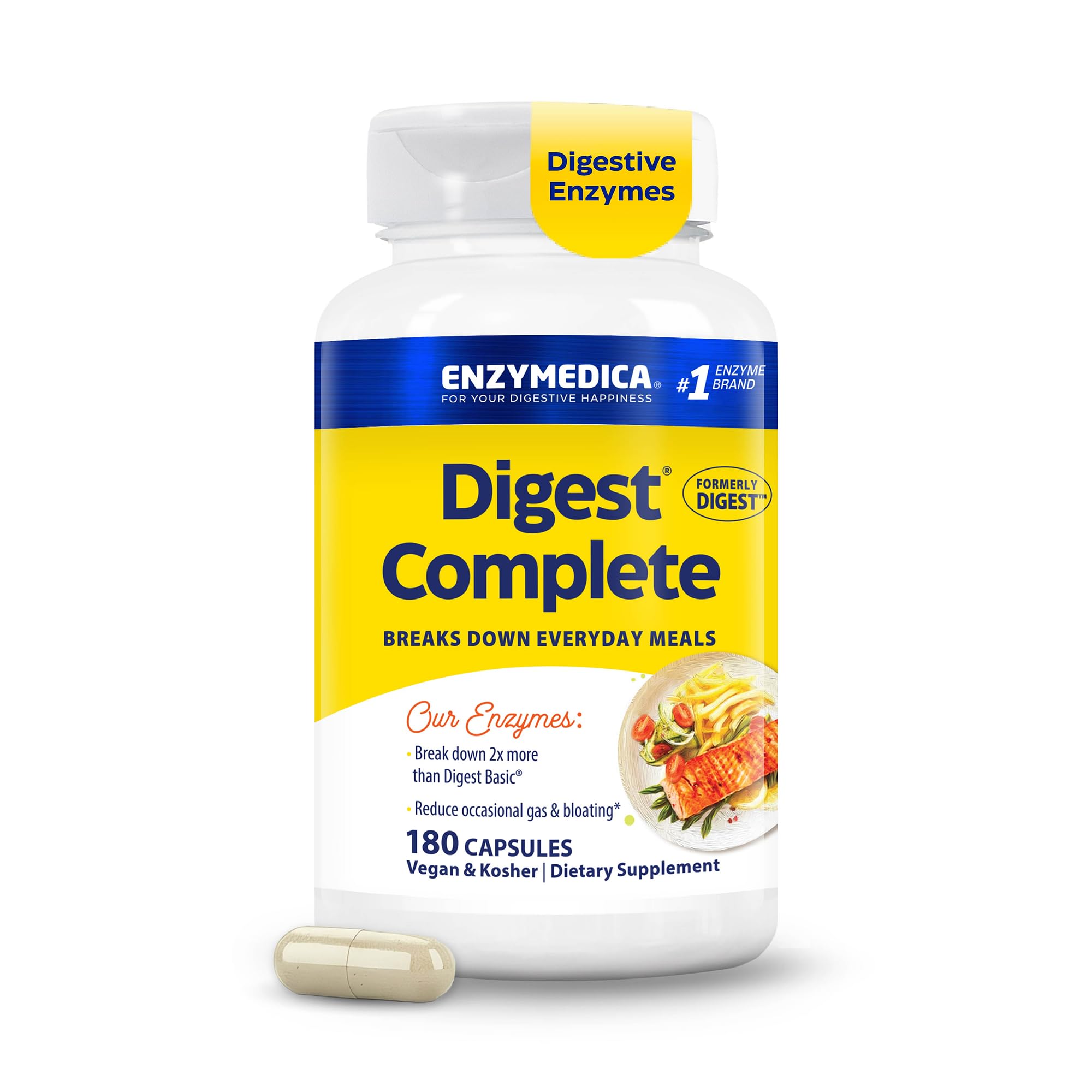 Enzymedica Digest Complete - Helps Gas & Bloating - 90 Caps