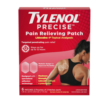 Tylenol Precise Pain Relieving Patches, Topical Analgesic Patches + Maximum OTC Strength Lidocaine Penetrates, Targeted Relief Ideal for Shoulder, Back & Knee Pain, Unscented, 3 x 2 ct TylenolBuy Supplements Australia