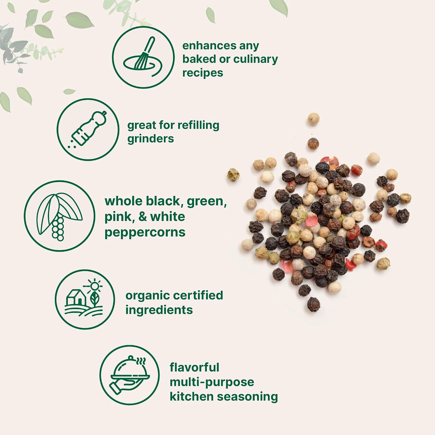 Micro Ingredients Organic Whole Rainbow Peppercorns, 2lbs | Premium Whole Peppercorns for Grinder Refill | Great for Seasonings, Meats & Vegetables | Additive Free, Non-GMO, Bulk Supply