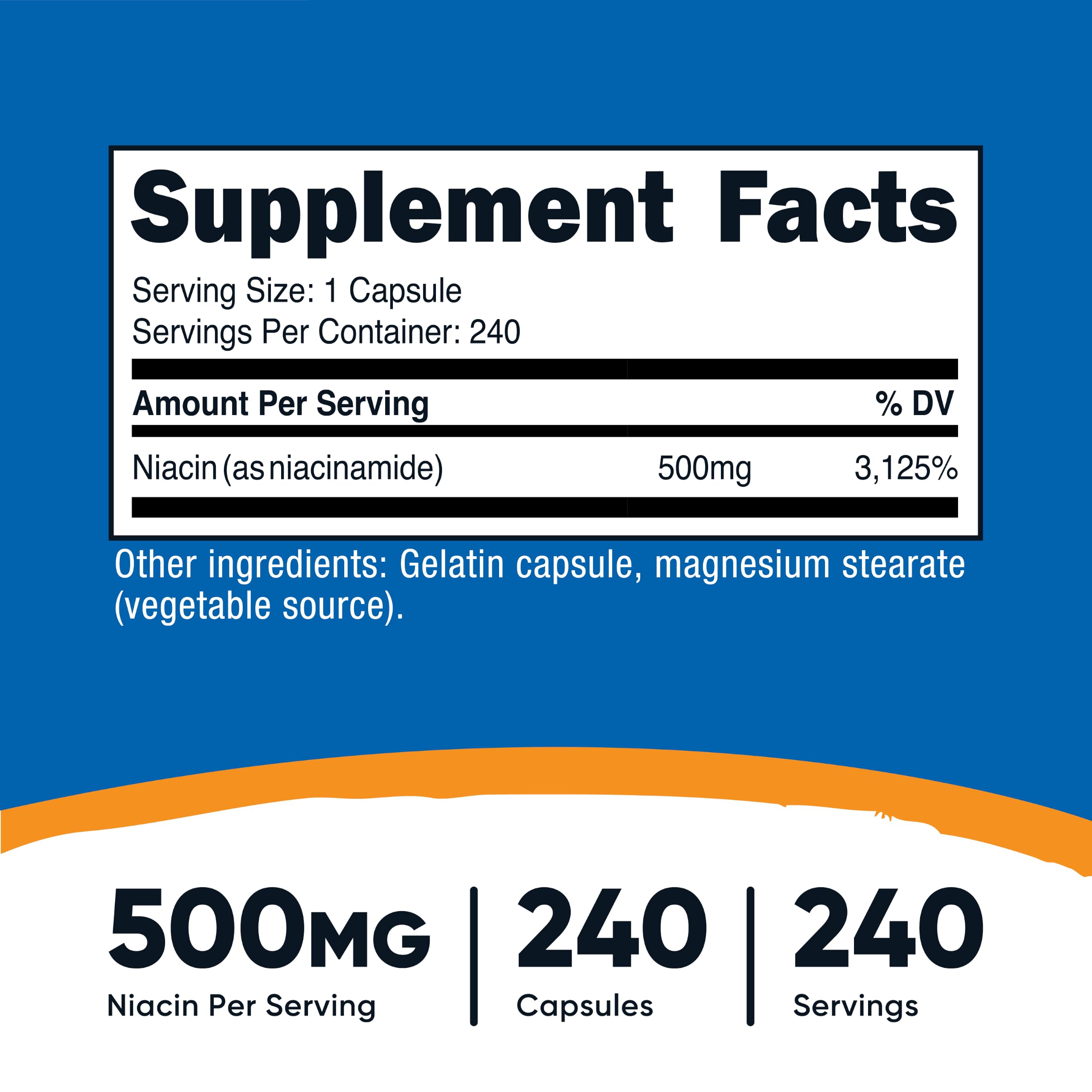 Nutricost Niacinamide (Vitamin B3) 500mg, 240 Capsules - Non-GMO, Gluten Free, Flush Free Vitamin B3