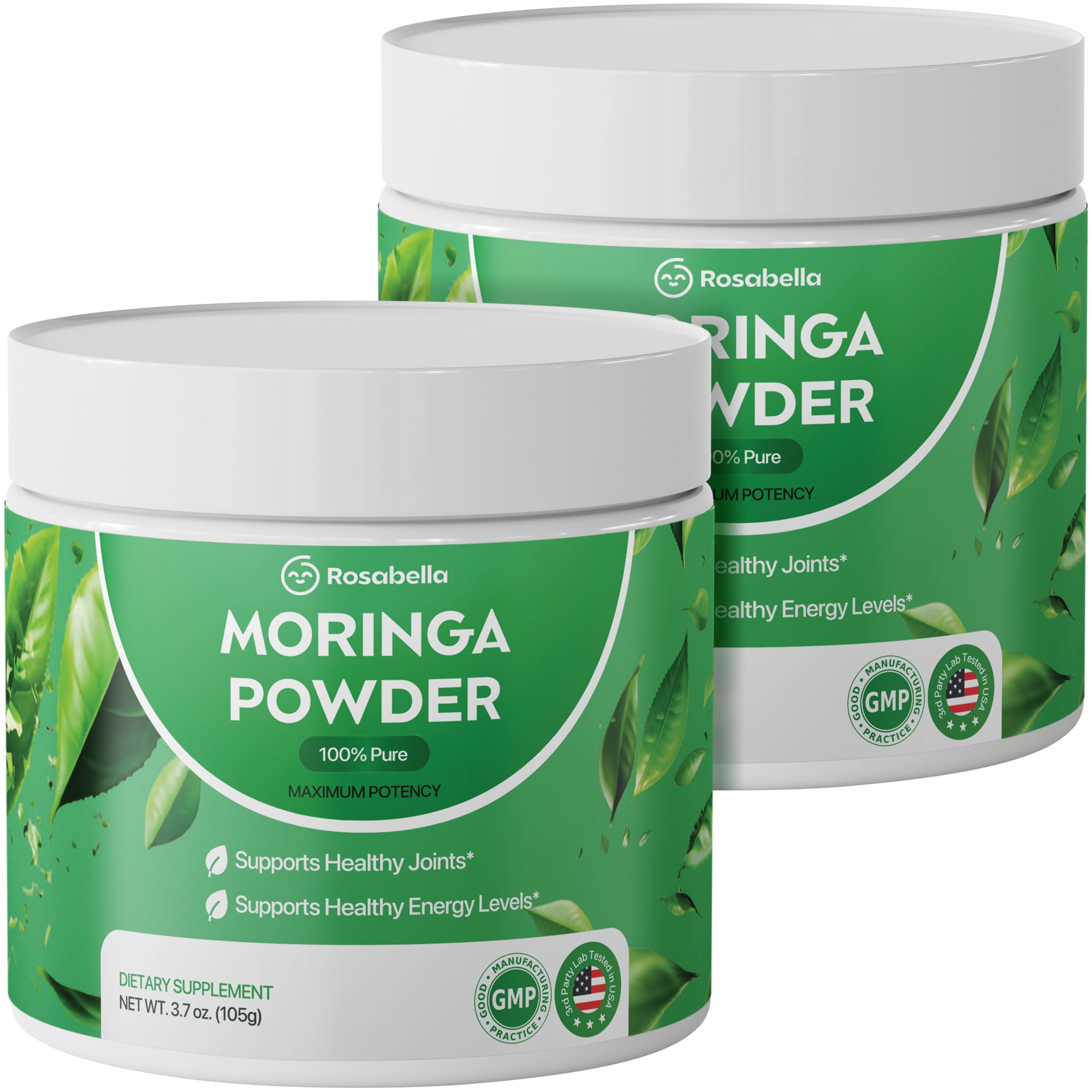Rosabella Pure Moringa Powder - Energy, Skin, Immune & Gut Health Superfood, Rich in Antioxidants, Essential Vitamins & Amino Acids, Natural Green Superfood Supplement (3.7oz (Pack of 1))