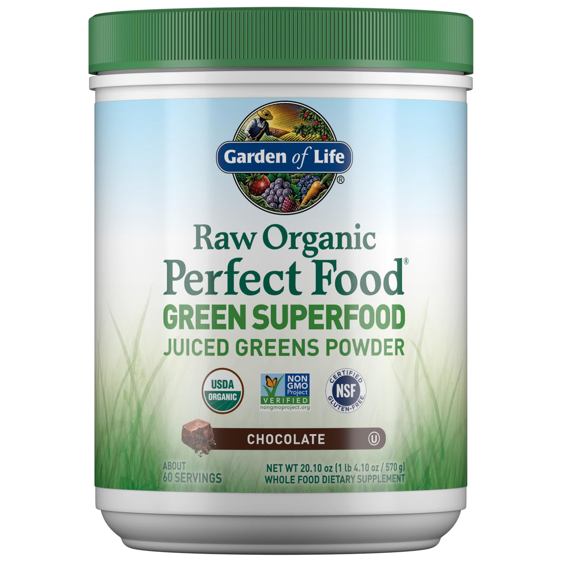 Garden of Life Raw Organic Perfect Food Green Superfood Juiced Greens Powder - Chocolate, 60 Servings, Non-GMO, Gluten Free, Vegan Whole Food Dietary Supplement Plus Probiotics, Enzymes Garden of LifeBuy Supplements Australia