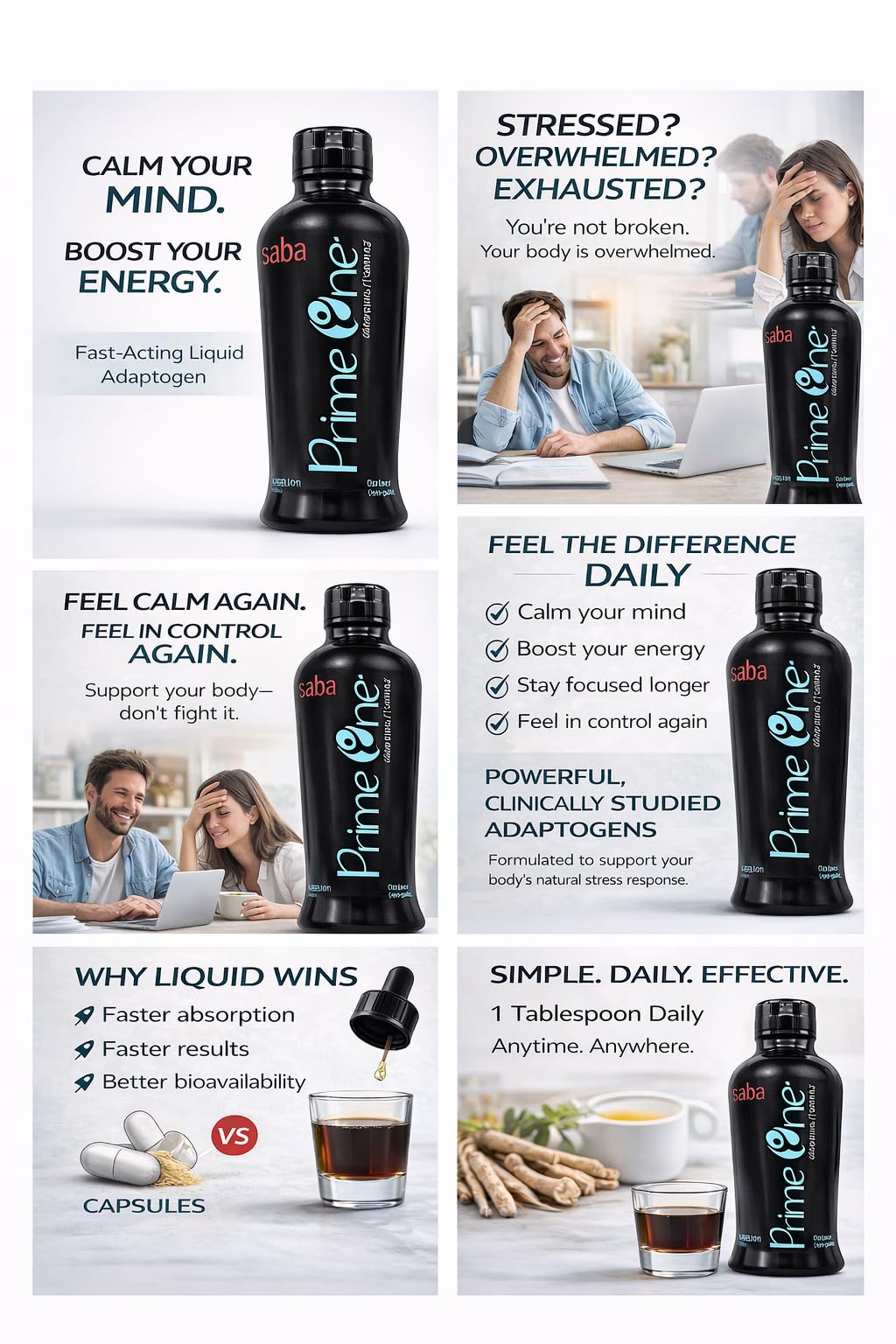 Black bottle of Prime One dietary supplement with blue text on a white background