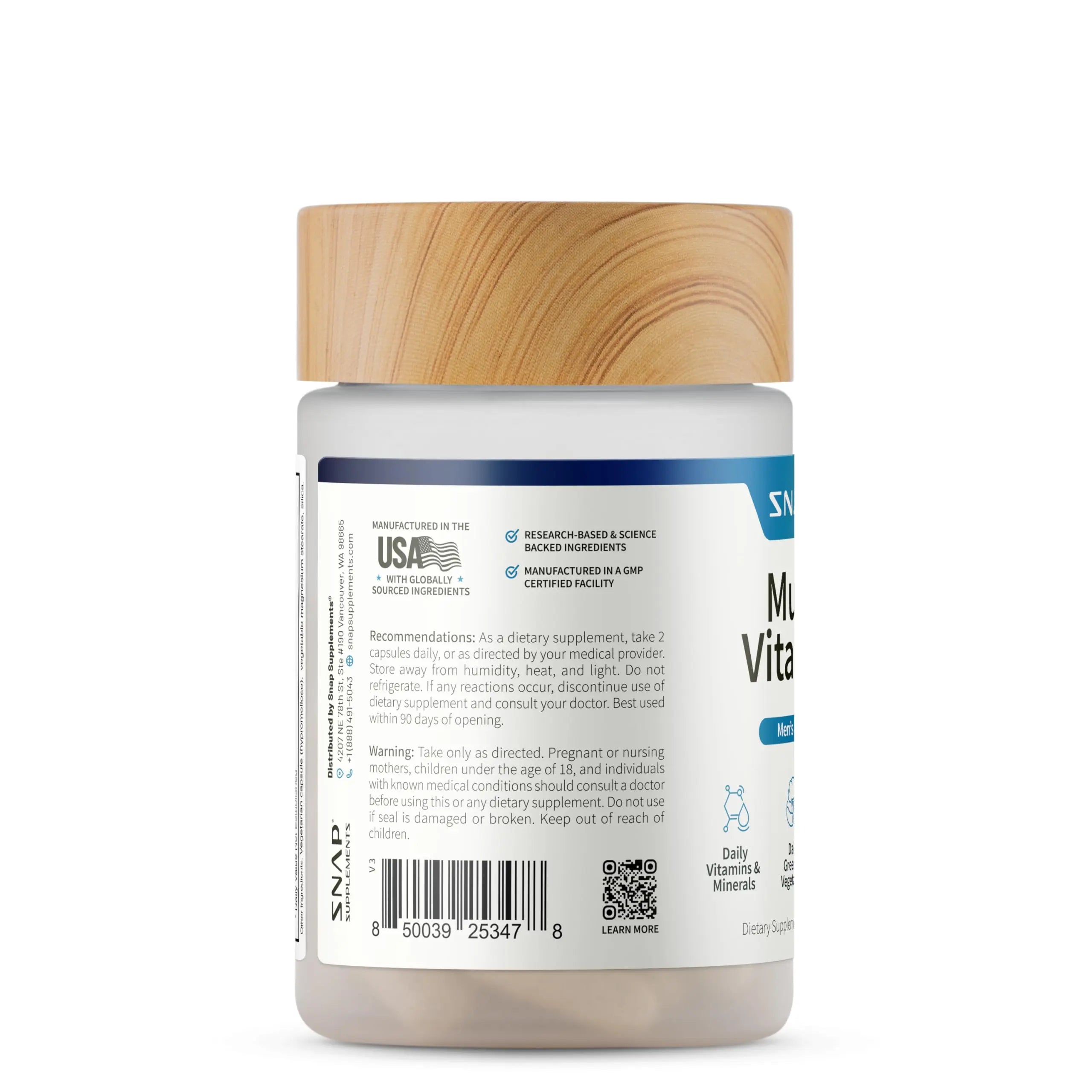 Snap Supplements Men's Multivitamins - Daily Vitamins & Minerals for Men - Vitamin D, B12, Zinc, Herbs & Vitamin C Snap Supplements