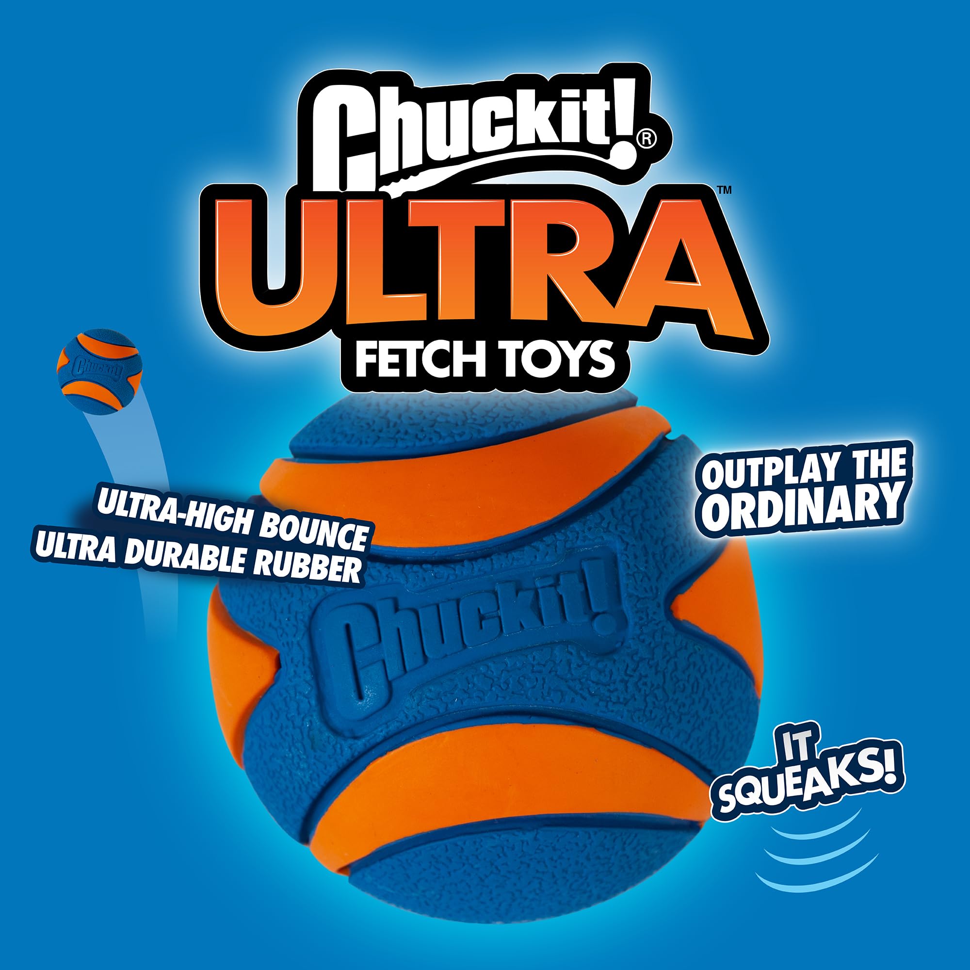 Chuckit! Ultra Ball Dog Toy - Medium Bouncy Fetch Balls For Dogs 20-60 lbs - Made from Durable Rubber - Floating Water Pet Toys - Size Medium - 2.5-inch Diameter - Pack of 2 | Bouncy durable rubber design for pups 20-60 lbs, high bounce action for active