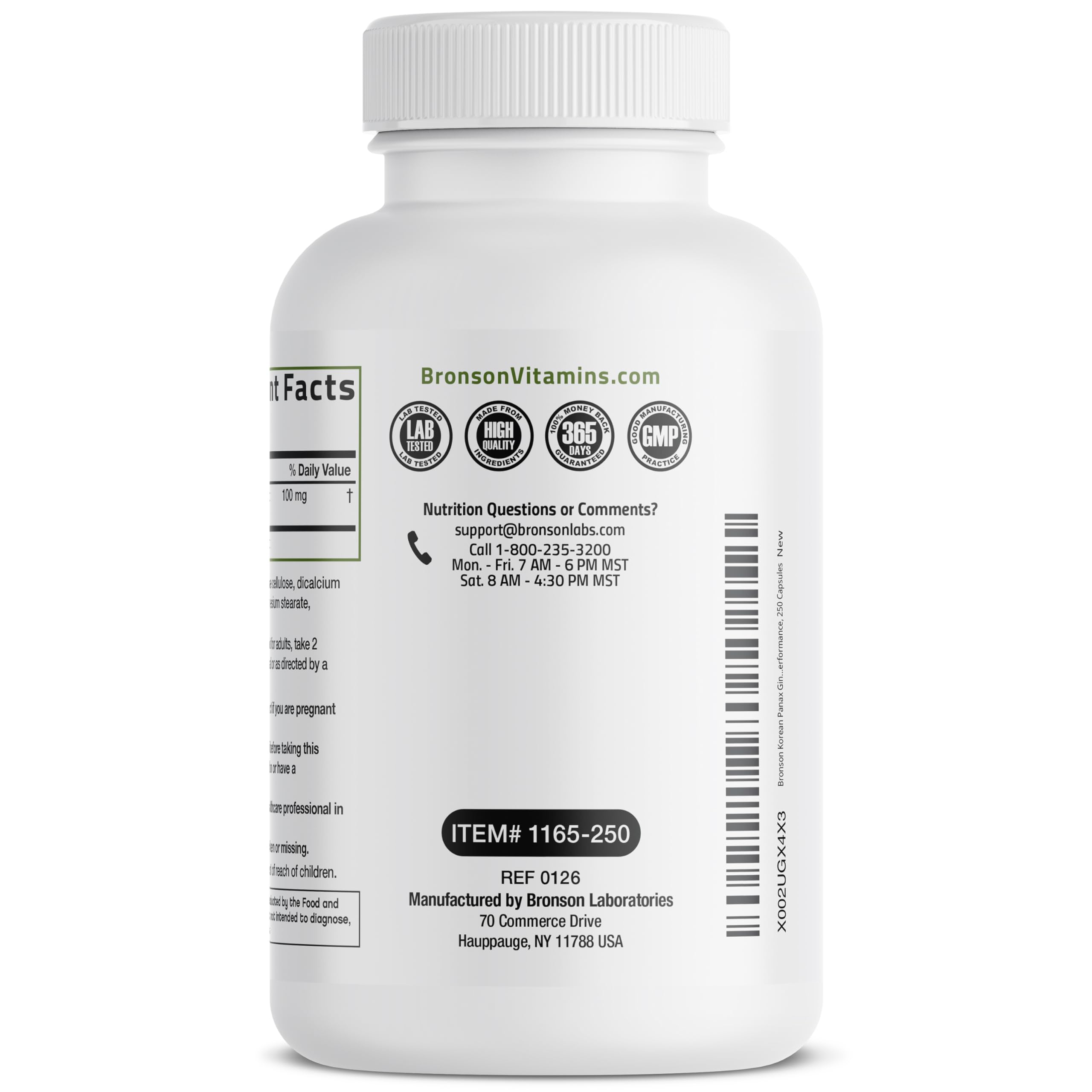 Bronson Korean Panax Ginseng Supports Energy, Endurance & Vitality + Memory and Mental Performance, 120 Capsules